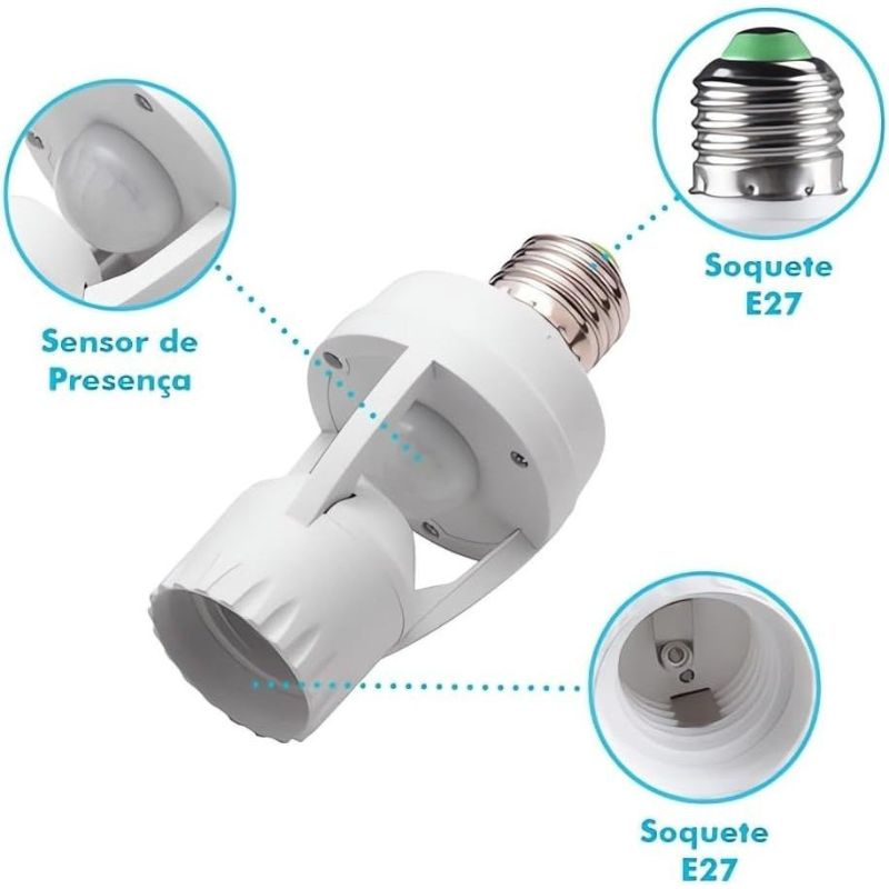 Sensor de Presença com Fotocélula para Soquete de Lâmpada