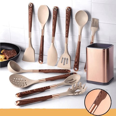 Kit de Utensilios de Cocina Set 10 Piezas Silicona Premium 